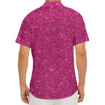 Magenta Pink (NOT Real) Glitter Print Men's Deep V-Neck Shirt