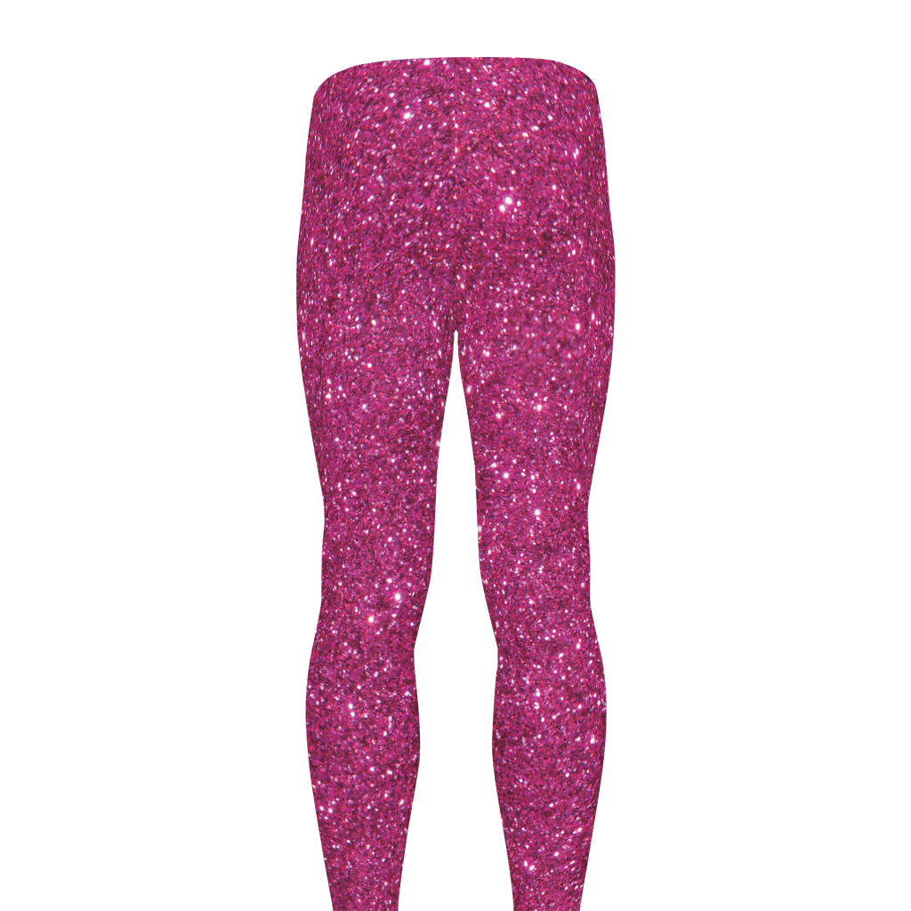 Magenta Pink (NOT Real) Glitter Print Men's leggings
