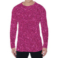 Magenta Pink (NOT Real) Glitter Print Men's Long Sleeve T-Shirt