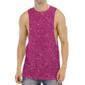 Magenta Pink (NOT Real) Glitter Print Men's Muscle Tank Top