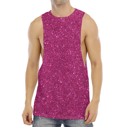 Magenta Pink (NOT Real) Glitter Print Men's Muscle Tank Top