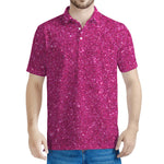 Magenta Pink (NOT Real) Glitter Print Men's Polo Shirt