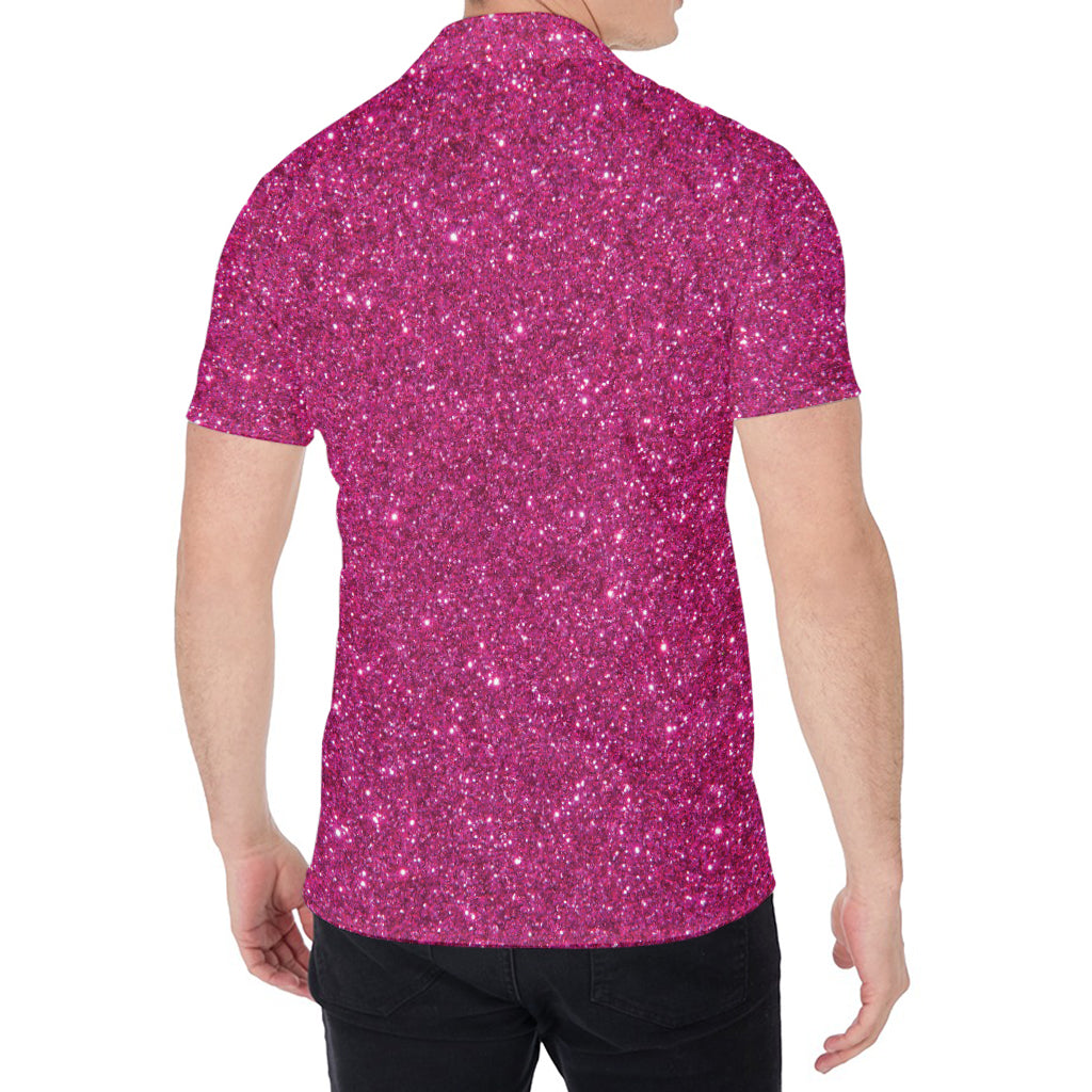 Magenta Pink (NOT Real) Glitter Print Men's Shirt