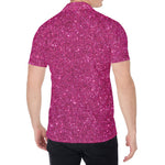 Magenta Pink (NOT Real) Glitter Print Men's Shirt