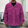 Magenta Pink (NOT Real) Glitter Print Men's Shirt Jacket