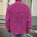 Magenta Pink (NOT Real) Glitter Print Men's Shirt Jacket