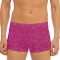 Magenta Pink (NOT Real) Glitter Print Men's Short Boxer Briefs