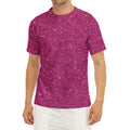 Magenta Pink (NOT Real) Glitter Print Men's Short Sleeve Rash Guard