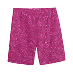 Magenta Pink (NOT Real) Glitter Print Men's Sports Shorts