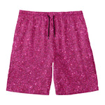Magenta Pink (NOT Real) Glitter Print Men's Swim Trunks