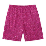 Magenta Pink (NOT Real) Glitter Print Men's Swim Trunks