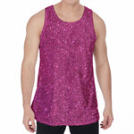 Magenta Pink (NOT Real) Glitter Print Men's Velvet Tank Top
