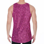 Magenta Pink (NOT Real) Glitter Print Men's Velvet Tank Top