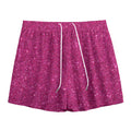 Magenta Pink (NOT Real) Glitter Print Mesh Shorts
