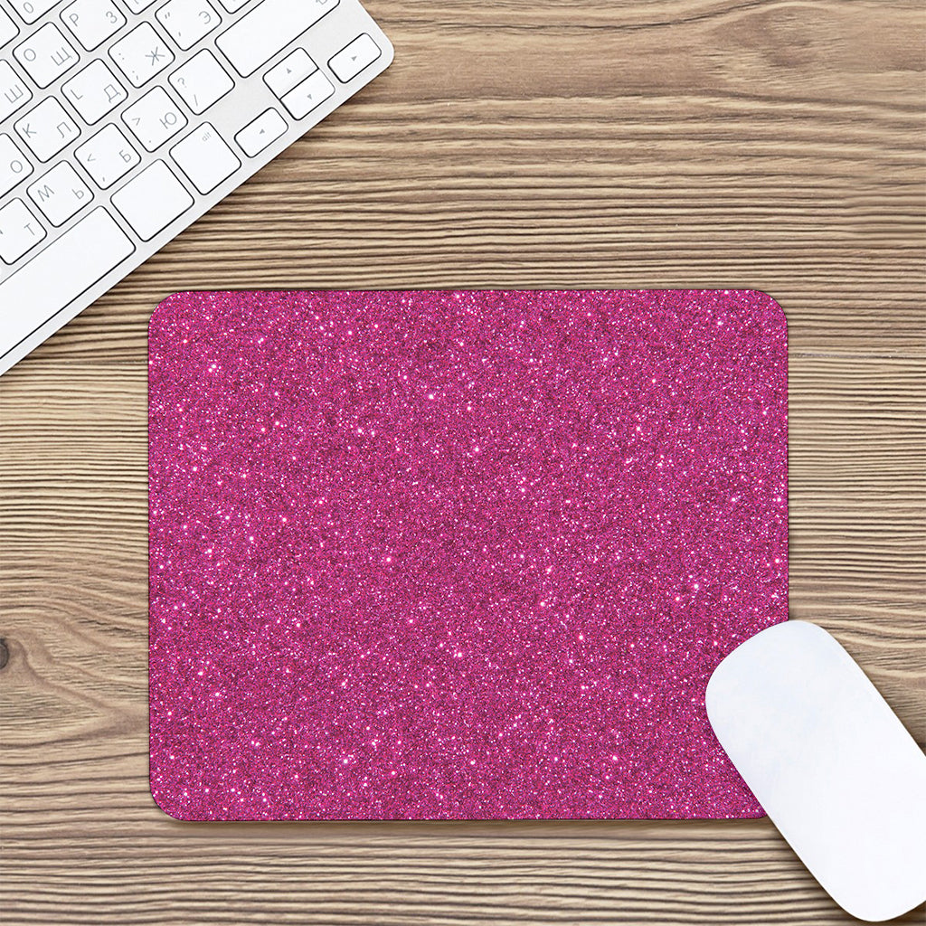 Magenta Pink (NOT Real) Glitter Print Mouse Pad