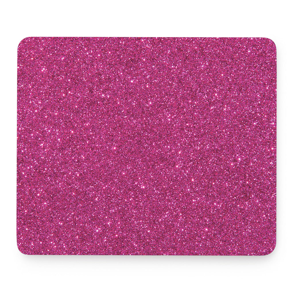 Magenta Pink (NOT Real) Glitter Print Mouse Pad
