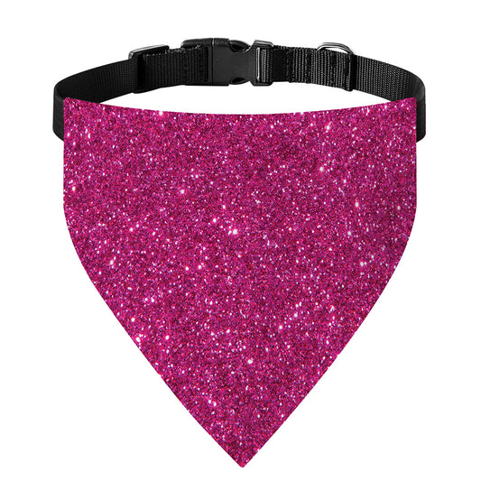 Magenta Pink (NOT Real) Glitter Print Over The Collar Dog Bandana