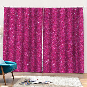 Magenta Pink (NOT Real) Glitter Print Pencil Pleat Curtains