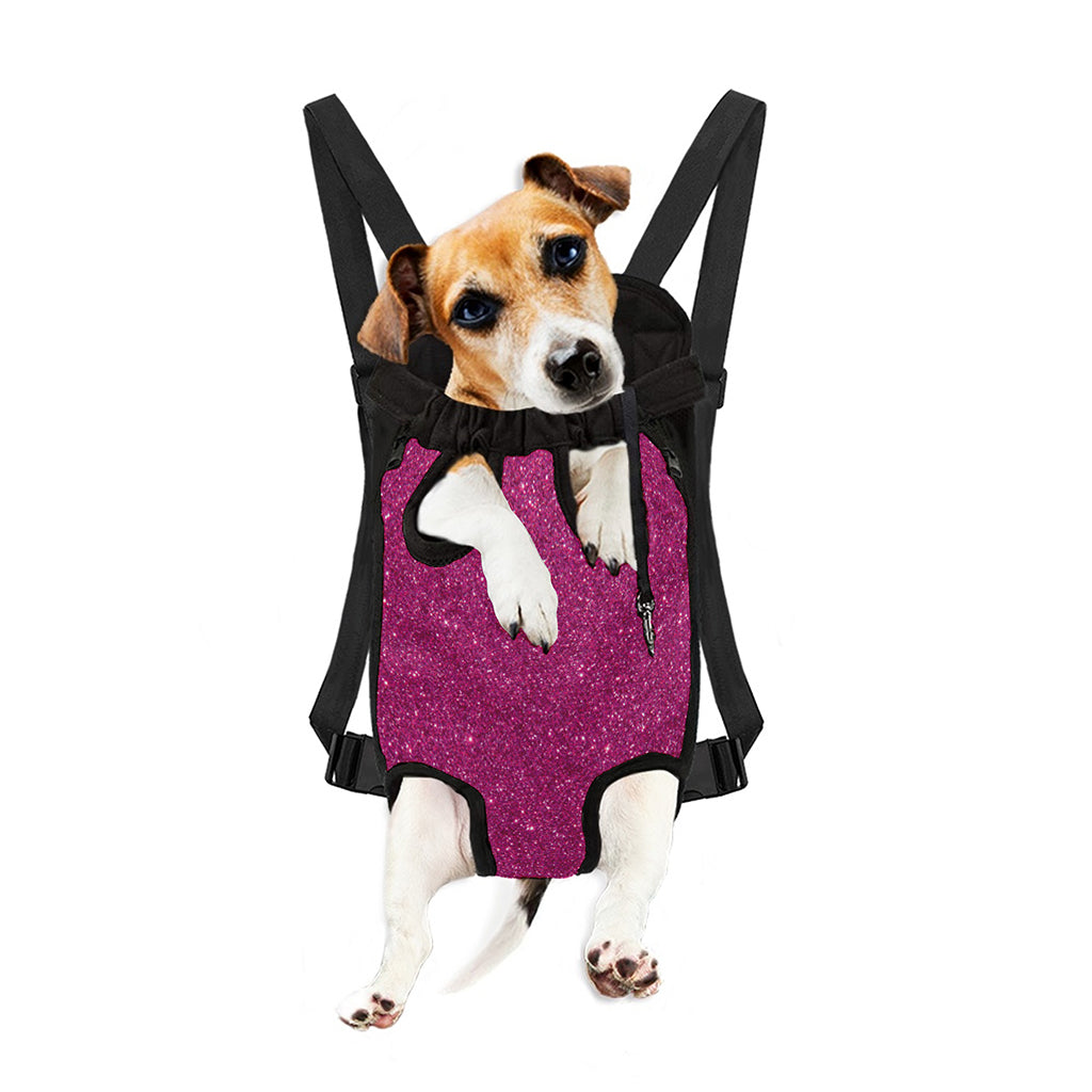 Magenta Pink (NOT Real) Glitter Print Pet Carrier Backpack