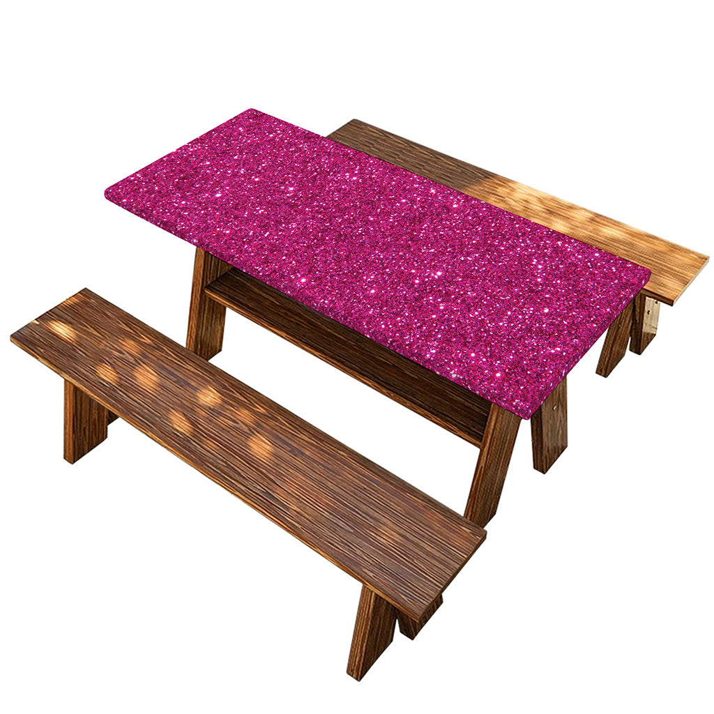 Magenta Pink (NOT Real) Glitter Print Picnic Table Cover