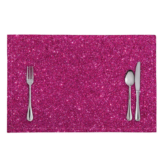 Magenta Pink (NOT Real) Glitter Print Placemat