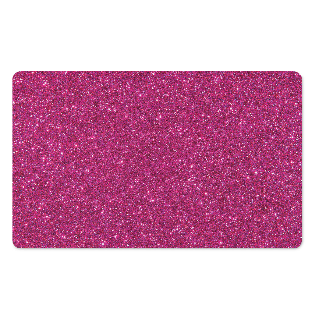 Magenta Pink (NOT Real) Glitter Print Polyester Doormat
