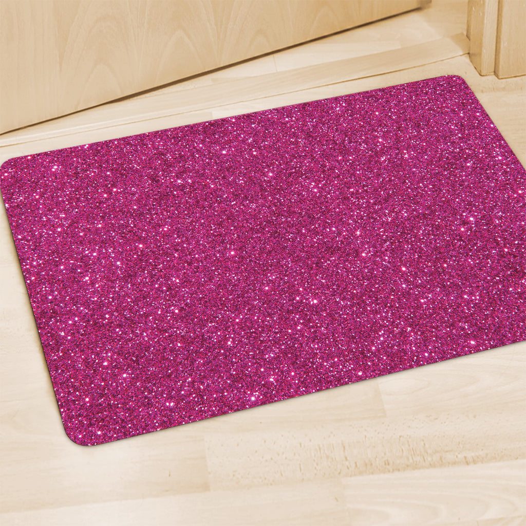 Magenta Pink (NOT Real) Glitter Print Polyester Doormat