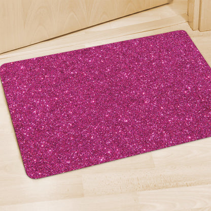 Magenta Pink (NOT Real) Glitter Print Polyester Doormat