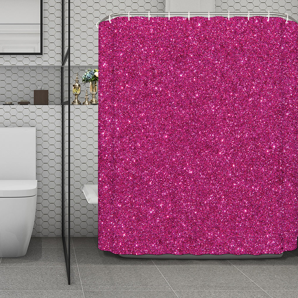 Magenta Pink (NOT Real) Glitter Print Polyester Shower Curtain
