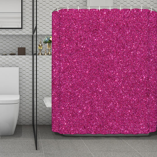 Magenta Pink (NOT Real) Glitter Print Polyester Shower Curtain