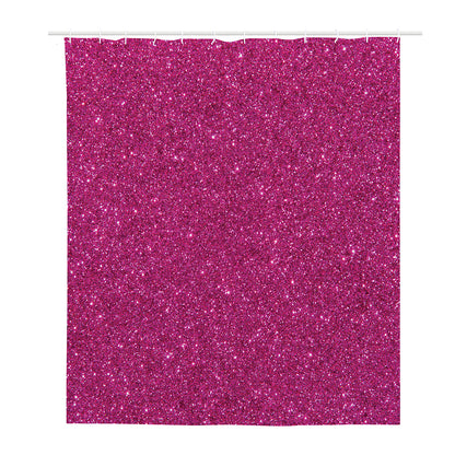 Magenta Pink (NOT Real) Glitter Print Polyester Shower Curtain