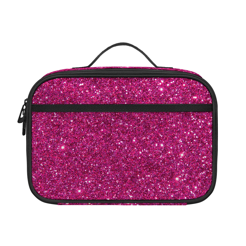 Magenta Pink (NOT Real) Glitter Print Portable Lunch Bag