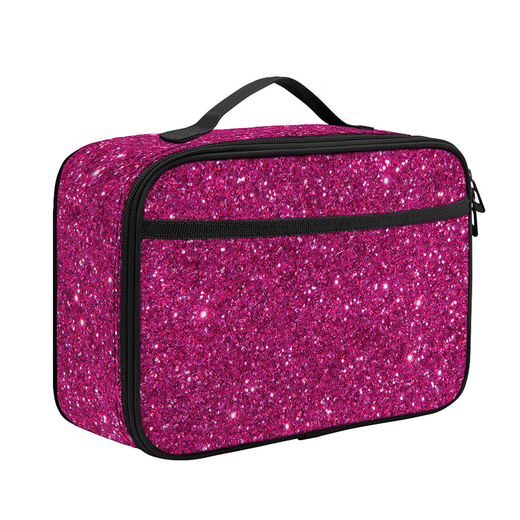 Magenta Pink (NOT Real) Glitter Print Portable Lunch Bag