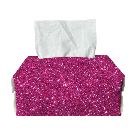 Magenta Pink (NOT Real) Glitter Print Rectangle Tissue Box Cover