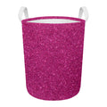 Magenta Pink (NOT Real) Glitter Print Round Laundry Basket
