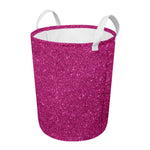 Magenta Pink (NOT Real) Glitter Print Round Laundry Basket