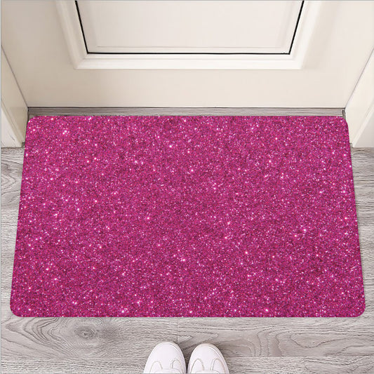 Magenta Pink (NOT Real) Glitter Print Rubber Doormat