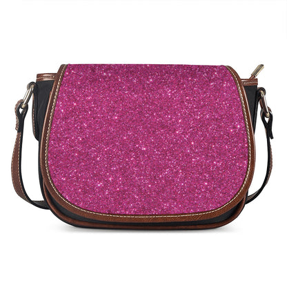 Magenta Pink (NOT Real) Glitter Print Saddle Bag