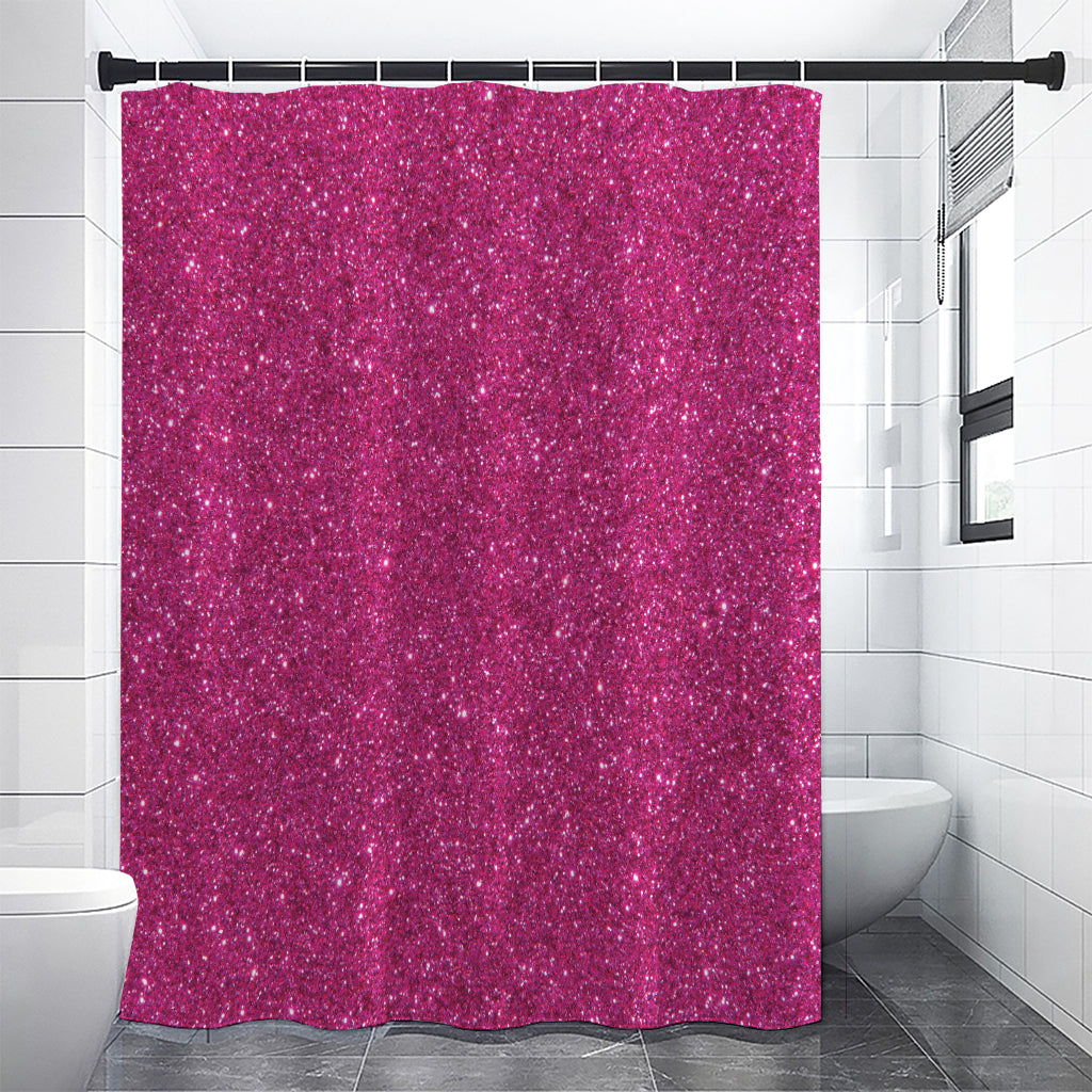 Magenta Pink (NOT Real) Glitter Print Shower Curtain