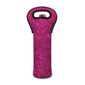 Magenta Pink (NOT Real) Glitter Print Single Neoprene Wine Tote