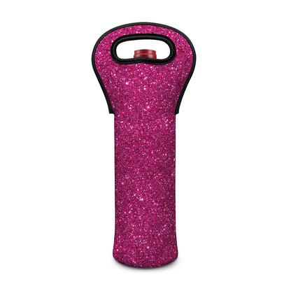 Magenta Pink (NOT Real) Glitter Print Single Neoprene Wine Tote