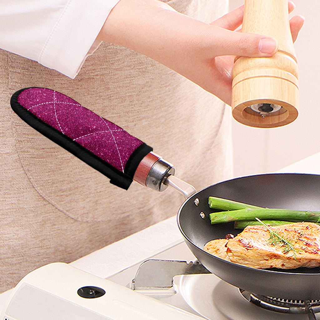 Magenta Pink (NOT Real) Glitter Print Skillet Handle Cover