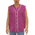 Magenta Pink (NOT Real) Glitter Print Sleeveless Baseball Jersey