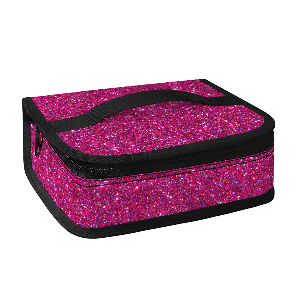 Magenta Pink (NOT Real) Glitter Print Small Lunch Bag