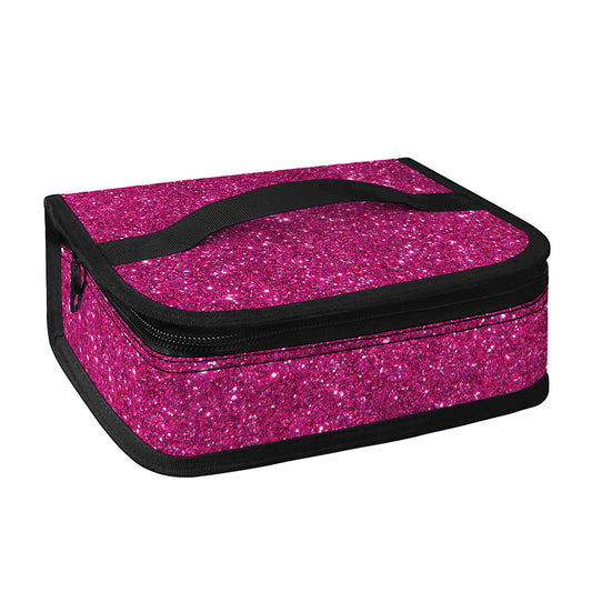 Magenta Pink (NOT Real) Glitter Print Small Lunch Bag