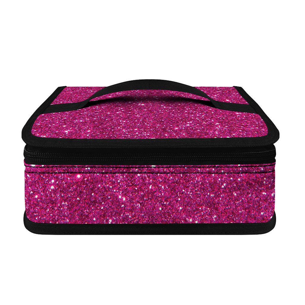 Magenta Pink (NOT Real) Glitter Print Small Lunch Bag