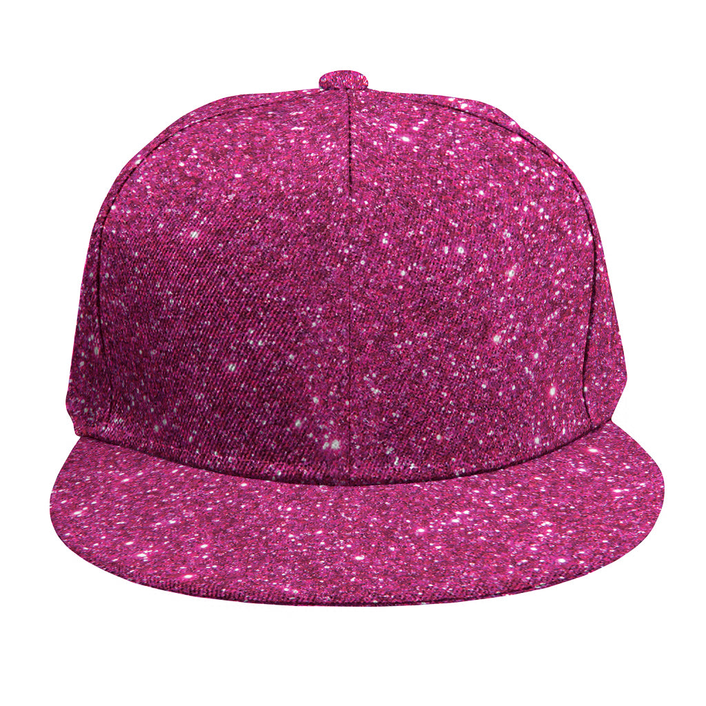 Magenta Pink (NOT Real) Glitter Print Snapback Cap