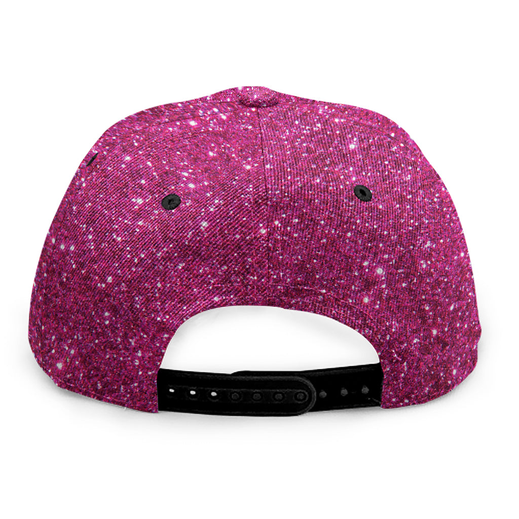 Magenta Pink (NOT Real) Glitter Print Snapback Cap