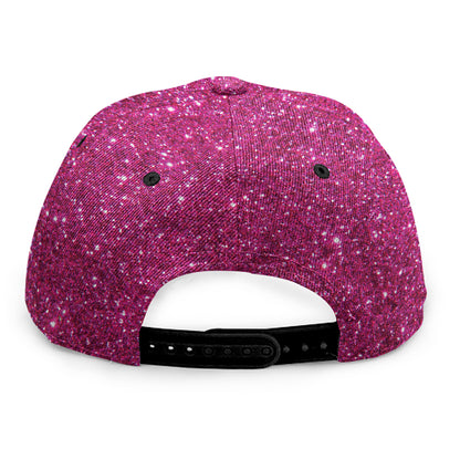 Magenta Pink (NOT Real) Glitter Print Snapback Cap