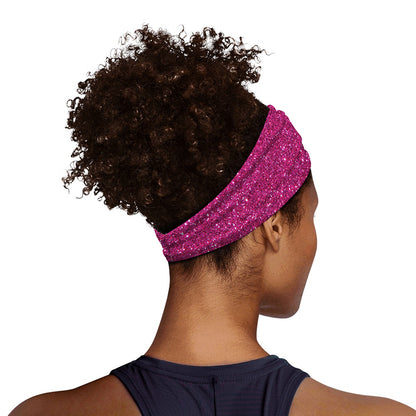 Magenta Pink (NOT Real) Glitter Print Sports Headband